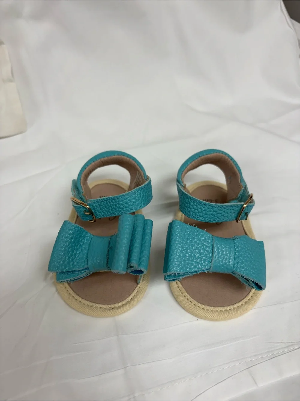 NIB BabyTeal Bow Sandals by The Spotted Phoenix- Soft Summer Comfort
